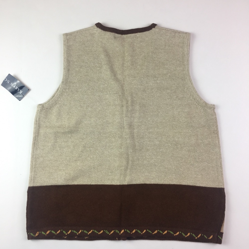 Karen Scott Knit Vest Embroidered Fall Brown Sm - Picture 7 of 7